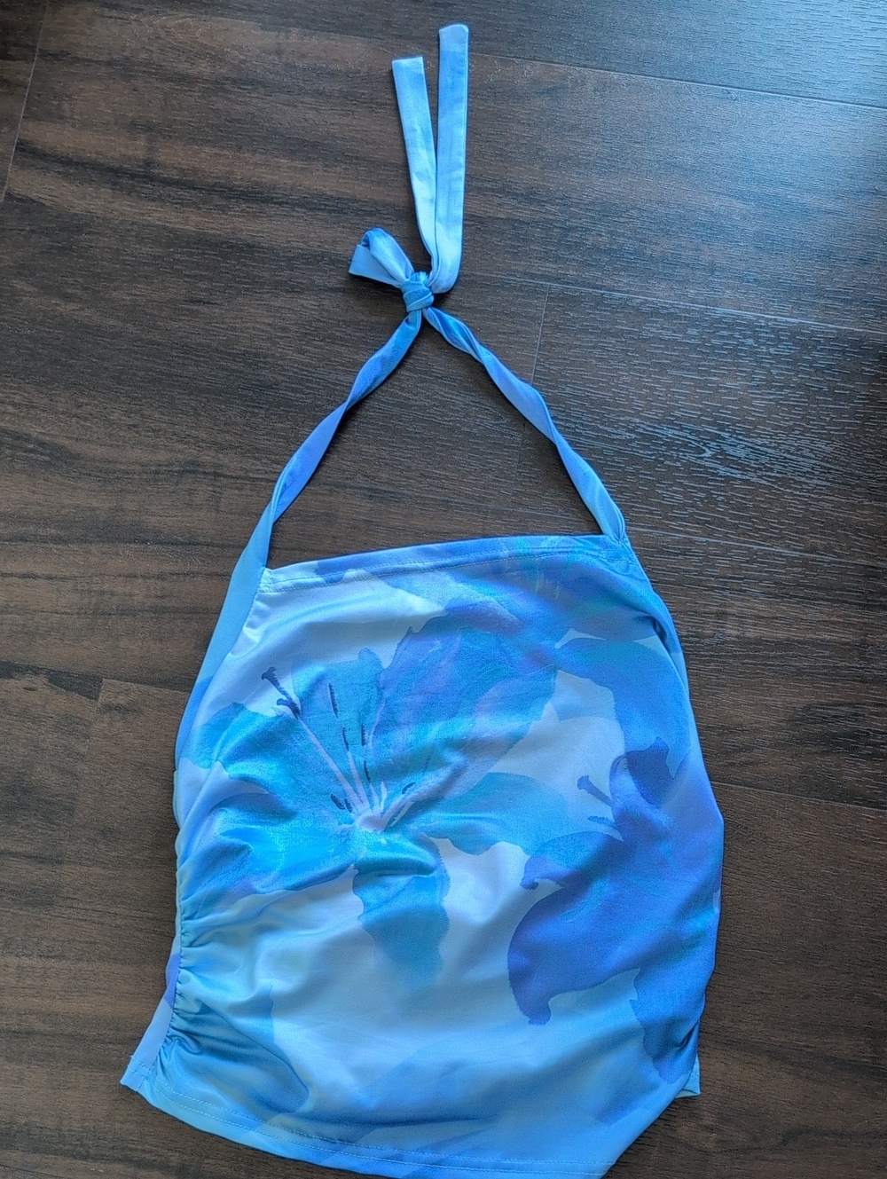 Blue Floral Halter One-Piece